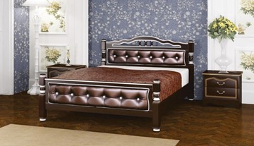 Полутороспальная кровать Карина-11 (Орех Темный, обивка бриллиант) 140х200 в Набережных Челнах
