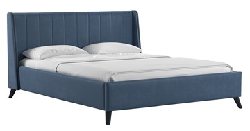 Двуспальная кровать с механизмом Мелисса 160,арт. Тори 83 велюр (серо-синий) + кроватное дно в Нижнекамске - предосмотр