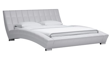 Спальная кровать Оливия 160 арт. Марика 483 к/з (белый) с основанием в Нижнекамске - предосмотр