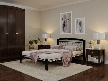Кровать 2-х спальная Муза 4 Лайт, 1600, черный/шоколад в Альметьевске