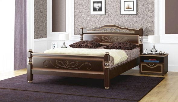Кровать 1.5-спальная Карина-5 (Орех Темный) 140х200 в Нижнекамске - изображение