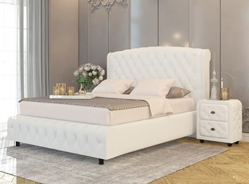 Кровать двуспальная Salvatore Grand 200x200, Экокожа (Белый) в Альметьевске