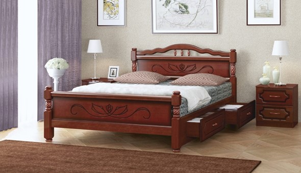 Кровать с выкатными ящиками Карина-5 (Орех) 140х200 в Альметьевске - изображение