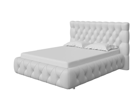 Кровать двуспальная Castello 160х200, Экокожа (Белый) в Альметьевске - изображение