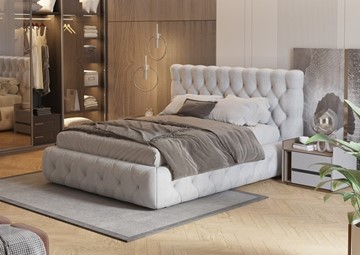 Кровать спальная Castello 160х200, Флок (Бентлей Светло-серый) в Нижнекамске