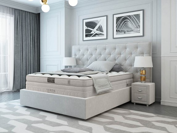 Кровать Classic/Island M 160х200, Флок (Велсофт Дымчатый) в Альметьевске - изображение