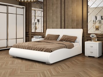 Кровать в спальню Corso-8 Lite 160х200, Экокожа (Белый) в Набережных Челнах