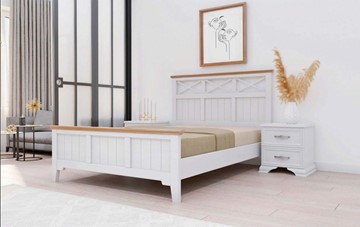 Кровать 2-спальная Грация-5 карниз сосна (Белый Античный) 160х200 в Набережных Челнах
