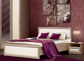 Кровать Камелия, 1600, шимо светлый/белый кожзам в Альметьевске