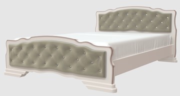 Двуспальная кровать Карина-10 (Дуб Молочный, светлая обивка) 160х200 в Нижнекамске