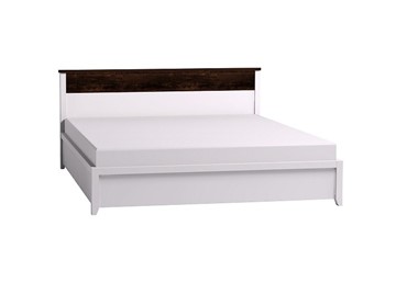 Двуспальная кровать Норвуд 31 с гибкими ламелями металл, Белый-Орех шоколадный в Казани