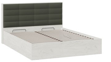Кровать спальная с подъемным механизмом Агата тип 1 (Дуб крафт белый, Велюр Серый) в Нижнекамске - предосмотр 1