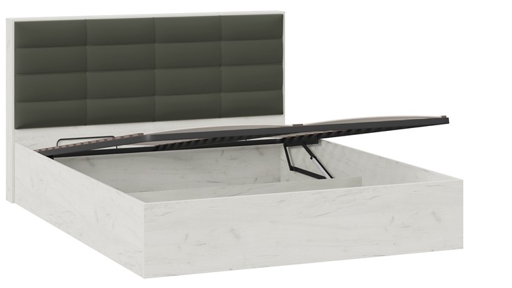 Кровать спальная с подъемным механизмом Агата тип 1 (Дуб крафт белый, Велюр Серый) в Нижнекамске - изображение 2