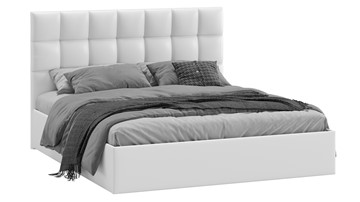 Кровать двуспальная с подъемным механизмом Эмбер (Экокожа белая) в Альметьевске