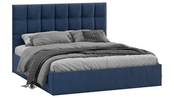 Кровать двуспальная с подъемным механизмом Эмбер (Микровелюр Wellmart Blue) в Альметьевске