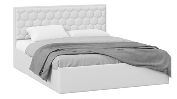 Кровать 2-спальная с подъемным механизмом Порто (Экокожа белая Polo) без заглушины в Нижнекамске