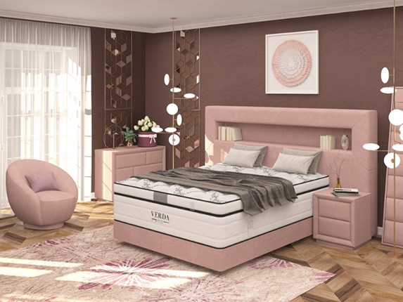 Кровать спальная Smart/Podium M 160х200, Флок (Велсофт Винтажный розовый) в Нижнекамске - изображение