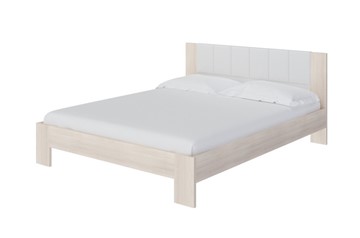 Двуспальная кровать Soft 1, 180х200, ЛДСП Дуб Шамони+экокожа (Дуб Шамони с белым) в Альметьевске
