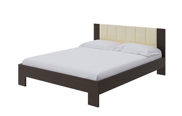 Двуспальная кровать Soft 1, 180х200, ЛДСП Венге+экокожа (Дуб Венге/Athens Светло-бежевый) в Альметьевске