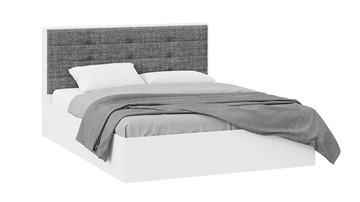 Двуспальная кровать с подъемным механизмом Тесса (Белый Жемчуг/Рогожка серая) в Набережных Челнах