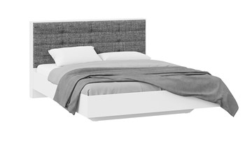 Кровать в спальню Тесса (Белый Жемчуг/Рогожка серая) в Набережных Челнах
