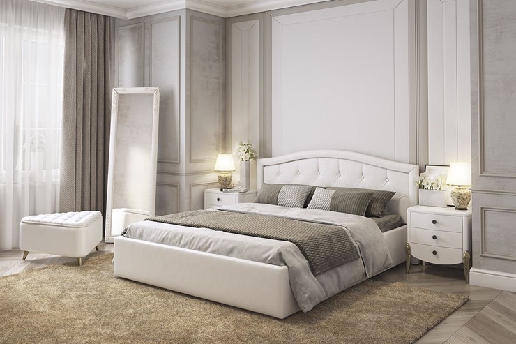 Кровать спальная Верона 1,6 белый (экокожа) в Нижнекамске - изображение 3