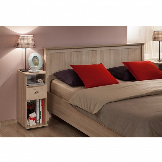 Кровать 1.5-спальная Sherlock 43 + 3.1 Основание с гибкими ламелями металл 1400, Дуб Сонома в Альметьевске - изображение 1