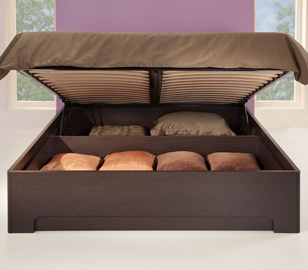 Кровать с подъемным ортопедическим основанием Парма-1 1600,  венге / экокожа caiman темный в Набережных Челнах - изображение 3