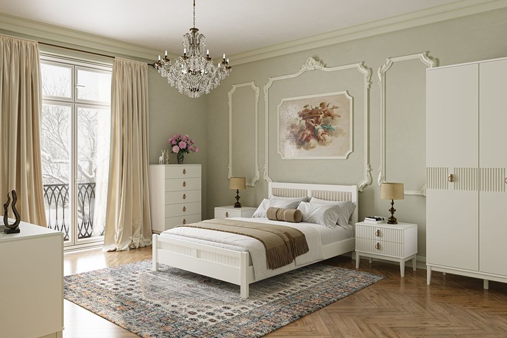 Кровать 2-спальная Фрида (белый античный) 160х200 в Альметьевске - изображение 2