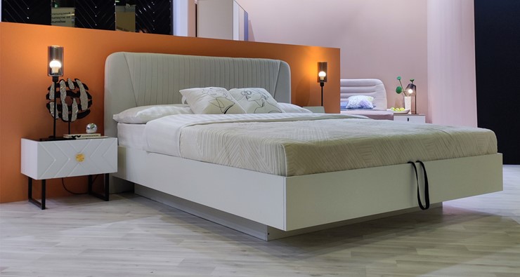 Кровать с механизмом полуторная Марсель-11 (Белый, ткань Catania white) 1400 в Набережных Челнах - изображение 4