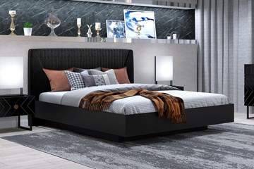 Кровать с механизмом полуторная Марсель-11 (Черный, ткань Fenix black) 1400 в Набережных Челнах - предосмотр 2
