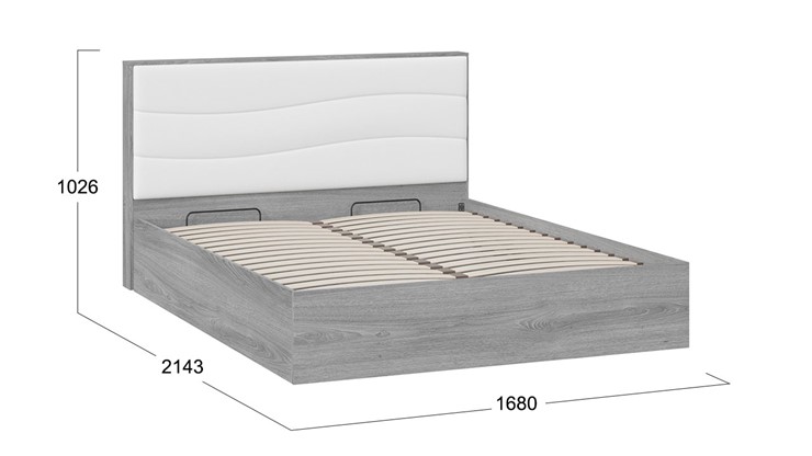 Кровать с механизмом 2-спальная Миранда тип 1 (Дуб Гамильтон/Белый глянец) в Нижнекамске - изображение 1