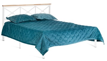 Кровать с основанием Iris (mod.9311) дерево гевея/металл, 160*200 см (Queen bed), Белый (White) в Набережных Челнах
