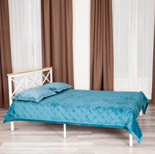 Кровать с основанием Iris (mod.9311) дерево гевея/металл, 160*200 см (Queen bed), Белый (White) в Нижнекамске - изображение 9