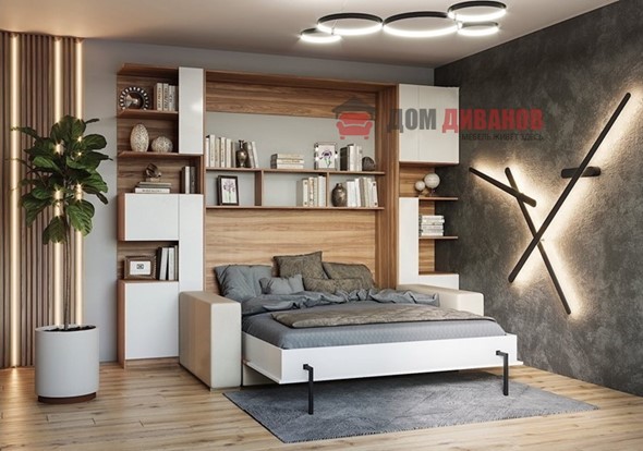 Кровать-шкаф с диваном Дина, 1200х2000 в Альметьевске - изображение