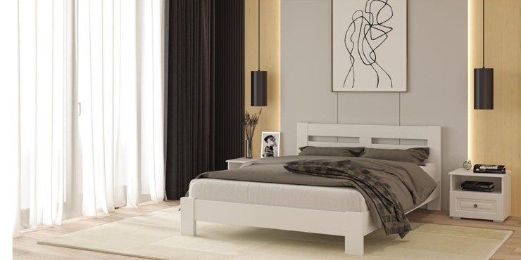 Кровать 1.5-спальная Тора (Белый Античный) 140х200 в Альметьевске - изображение 1