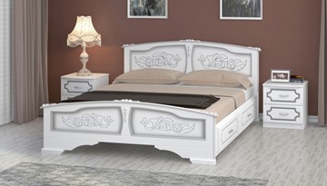 Кровать с выкатными ящиками Елена (Белый Жемчуг) 160х200 в Нижнекамске