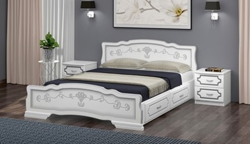 Кровать с выкатными ящиками Карина-6 (Белый Жемчуг) 160х200 в Набережных Челнах