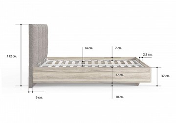 Кровать с подъемным механизмом Victoria (ясень анкор) 140х200 в Альметьевске - предосмотр 1