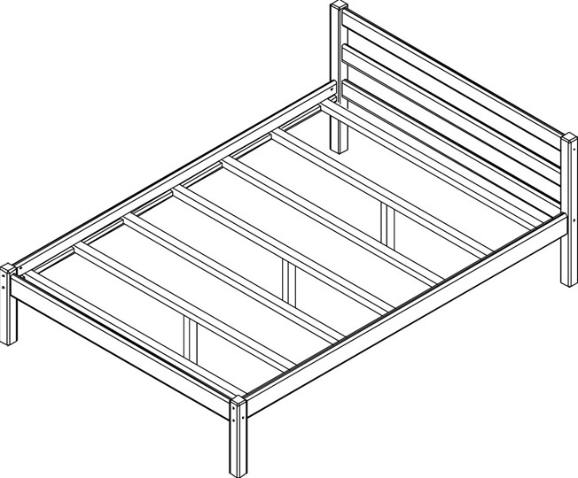 Кровать Рино с опорными брусками 160х200 массив сосны, без покрытия в Альметьевске - изображение 1