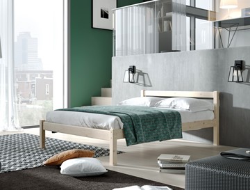 Спальная кровать Рино с опорными брусками 90х200 массив сосны, без покрытия в Набережных Челнах