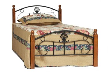 Спальная кровать РУМБА (AT-203)/ RUMBA  дерево гевея/металл, 90*200 см (Single bed), красный дуб/черный в Казани