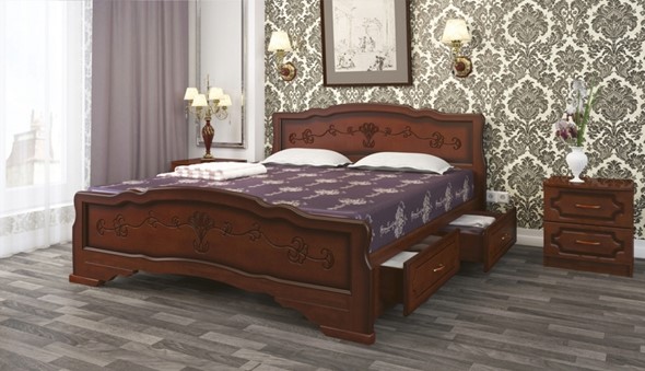 Кровать с выкатными ящиками Карина-6 (Орех) 180х200 в Казани - изображение