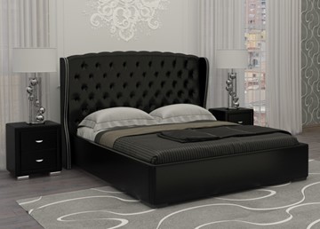 Кровать двуспальная Dario Grace 140x200, Экокожа (Черный) в Альметьевске