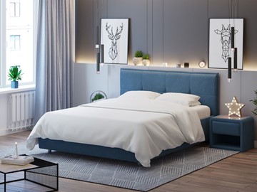 Кровать в спальню Proson Lino 140х200, Велюр (Monopoly Прованский синий (792)) в Набережных Челнах
