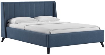 Кровать 1.5-спальная Мелисса 140, арт. Тори 83 велюр (серо-синий) + кроватное дно в Нижнекамске