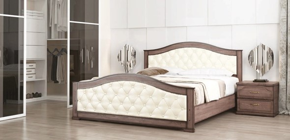 Кровать спальная Стиль 1, 160х200, кожзам, с основанием в Нижнекамске - изображение