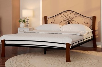 Кровать полутороспальная Фортуна 4 Лайт, 1400, черный/махагон в Нижнекамске