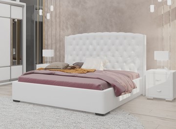 Двуспальная кровать Dario Slim 140x200, Экокожа (Белый) в Альметьевске