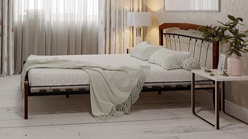 Двуспальная кровать Муза 4 Лайт, 1600, черный/махагон в Нижнекамске